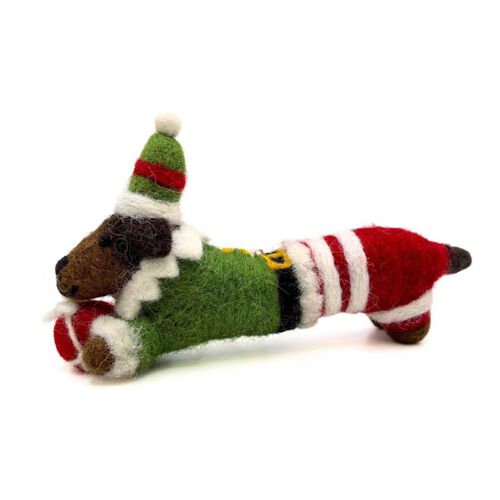 Amica Felt Elf Sausage Dog 13cm